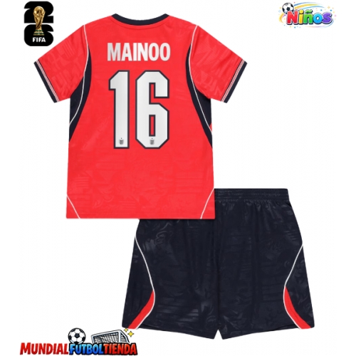 Camiseta Inglaterra Kobbie Mainoo #16 Segunda Equipación Replica Mundial 2026 para niños mangas cortas (+ Pantalones cortos)